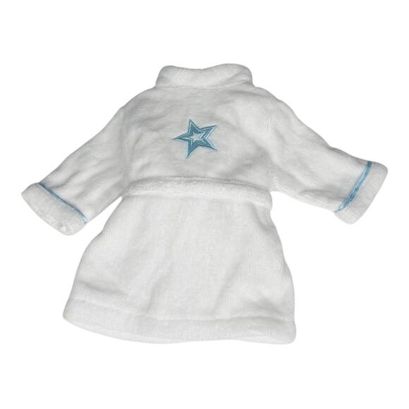 American Girl Doll Bathrobe Cozy Star Robe Belt Spa Day Bedtime White Terrycloth - Picture 2 of 4